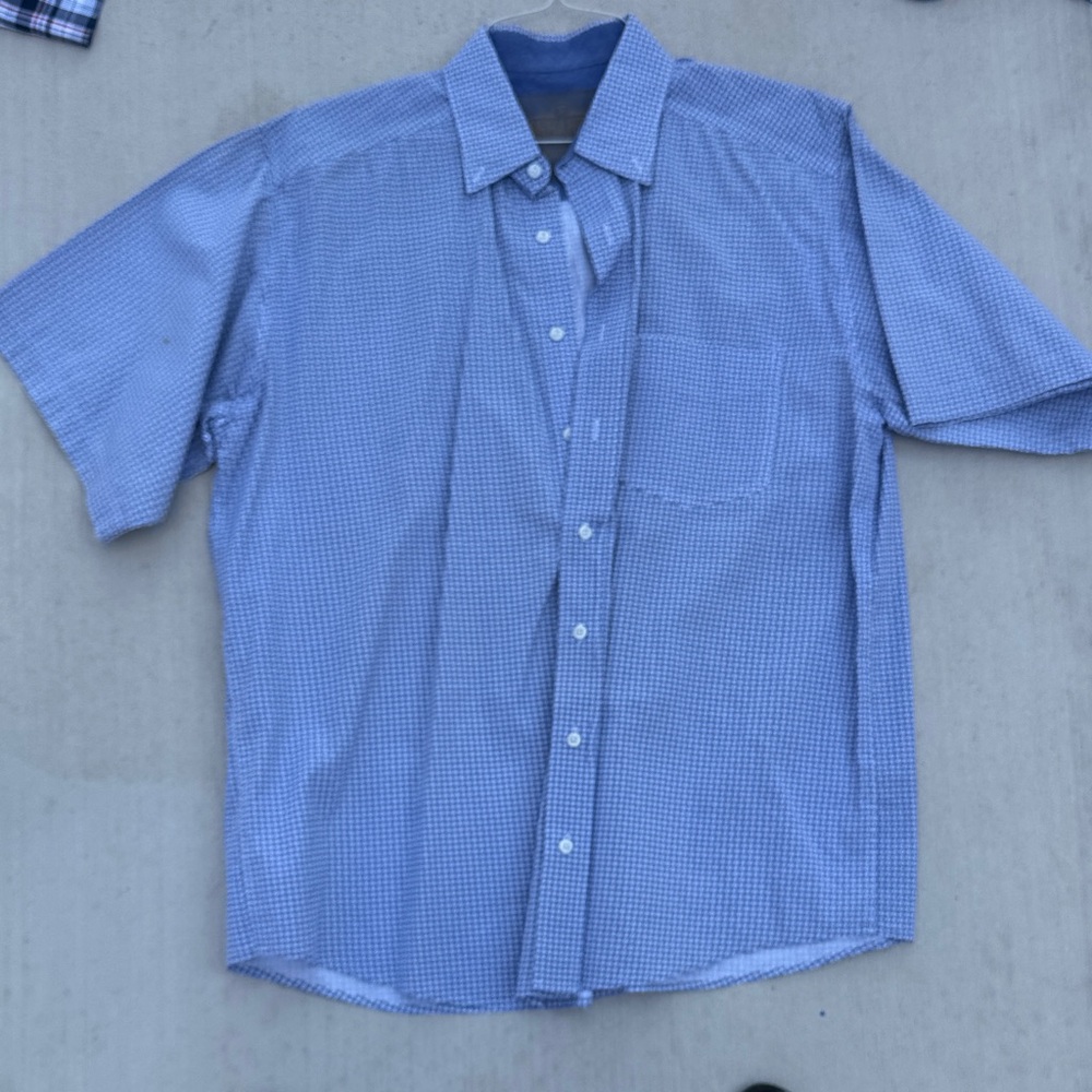 Men's Blue Checkered Dress Shirt